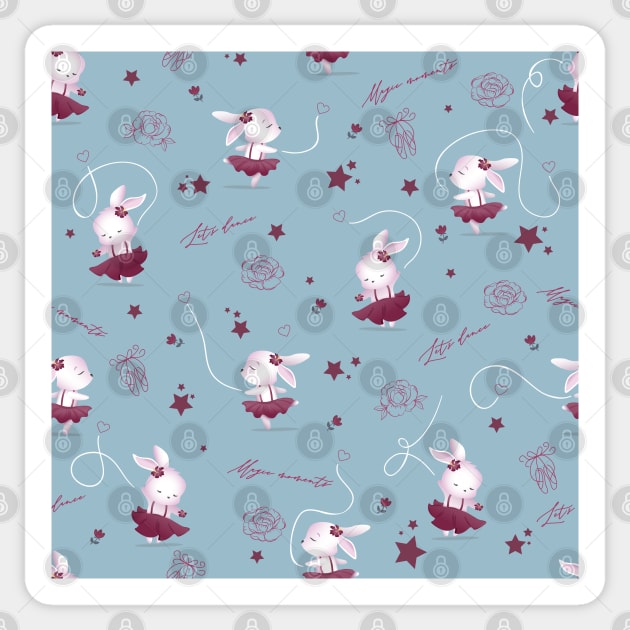 Magic moments with cute bunnies blue Sticker by Arch4Design